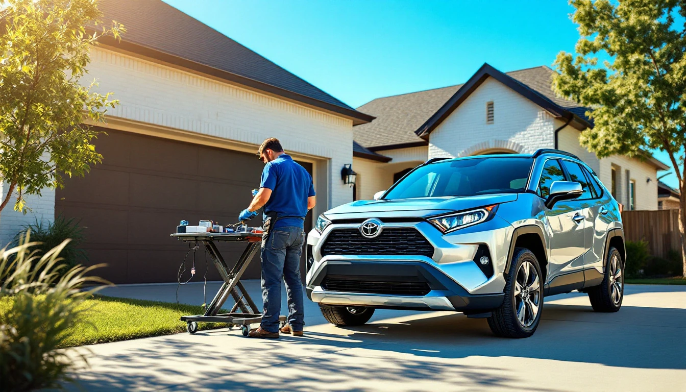 Cerrajero móvil programando la llave de un Toyota Corolla en Mansfield, Texas