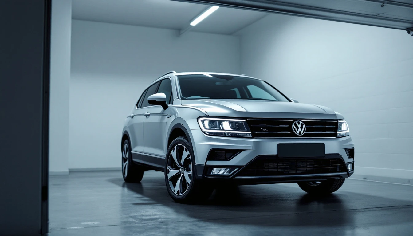 Cerrajero programando una llave switchblade de Volkswagen con laptop junto a un VW Tiguan plateado en Mansfield TX